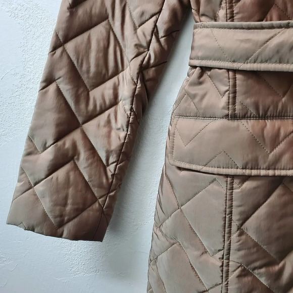 ANN TAYLOR LOFT | Quilted Metallic Iridescent Trench Coat Small - Picture 7 of 11